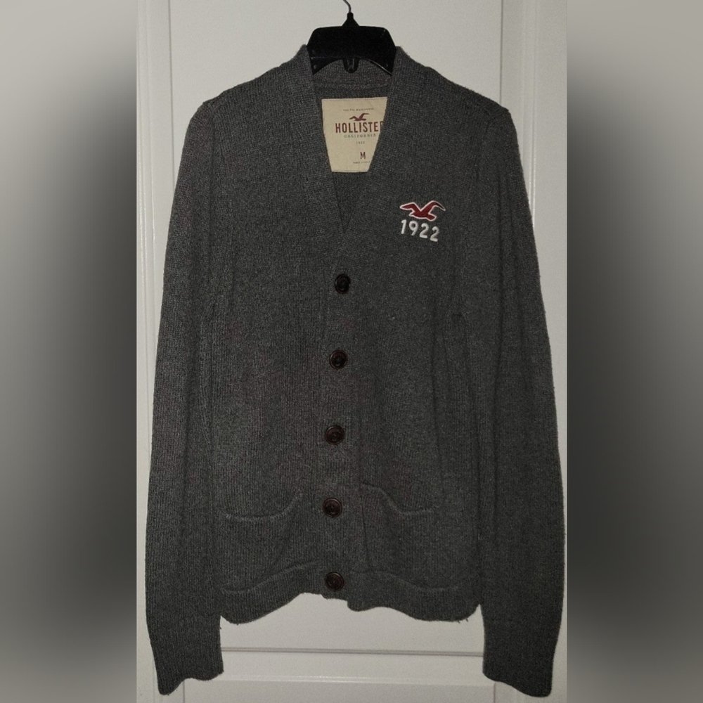 Hollister Mens Wool Blend Button Down Cardigan Size Mediym Gray 1922